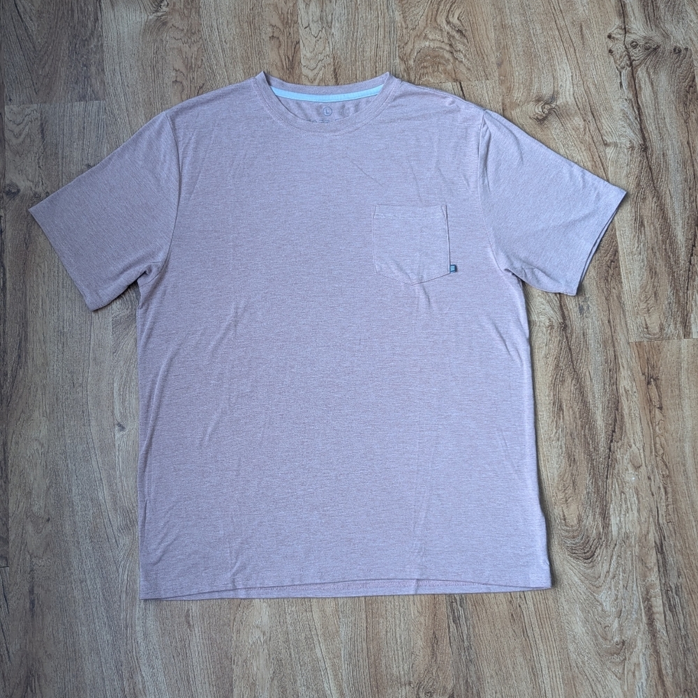 Free Fly Apparel Short Sleeve Bamboo Flex Pocket Tee Size L Heather Brick UPF 50